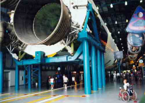 Me looking at the Saturn V moon rocket at The Kennedy Space Centre in Florida. Its sheer size is amazing, 363-feet in length and 6.2 million pounds in weight!